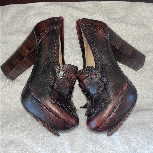 FRYE Naiya Kiltie Moc High Heeled Pumps 7M FLAWED - Picture 5 of 9